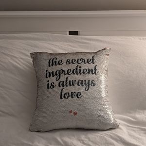 Sequenced rose gold pillow. The secret ingredient is always love 💕